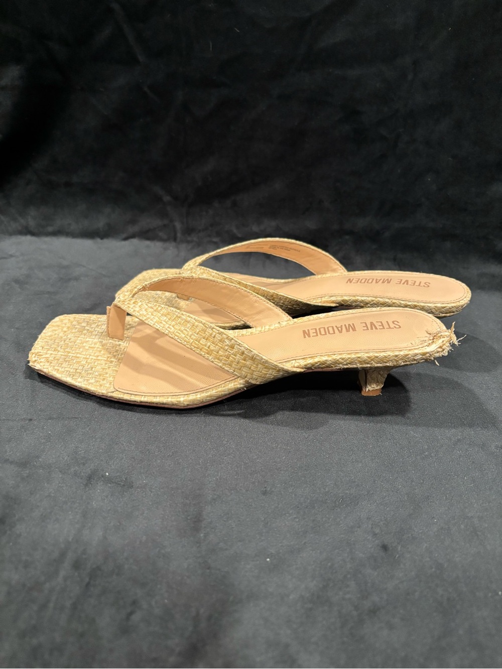 Steve Madden Woven Thong Mules in Beige - Picture 3 of 11